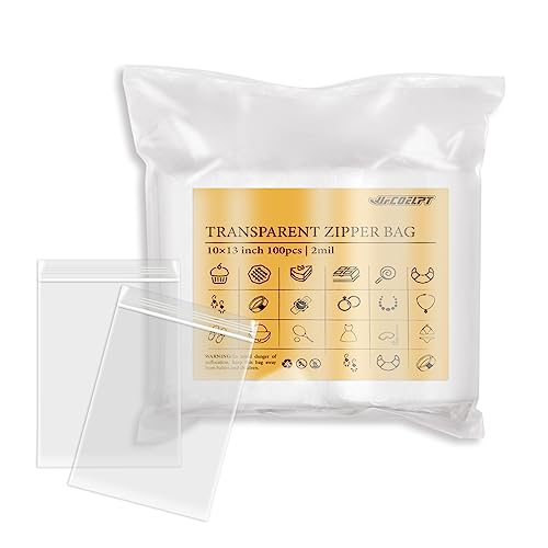 10x13 Clear Zip Bags for Clothes, 100 Count, 2 Mil - size: 10×13inch / 100pcs