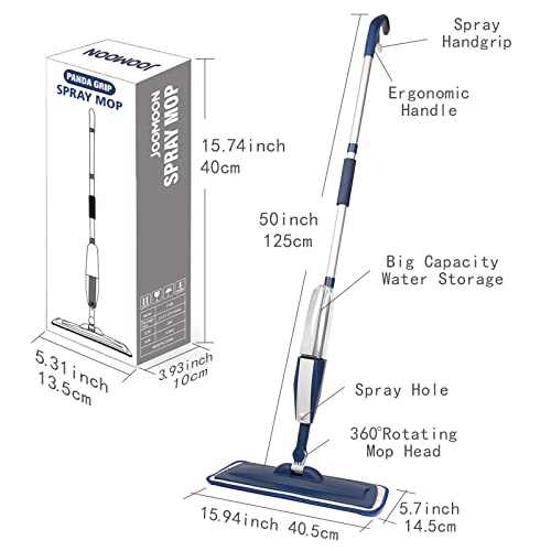 Wet Spray Mop for Floor Cleaning with 14 oz Bottle & 3 Microfiber Pads - color: 02-navy Blue