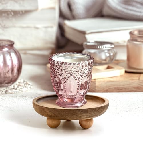 Vaveren Small Wooden Riser Wooden Pedestal for Display Tray Display Riser for Entry Table Farmhouse Kitchen Tabletop Centerpieces , Round 12.9x4cm - color: Round 12.9x4cm