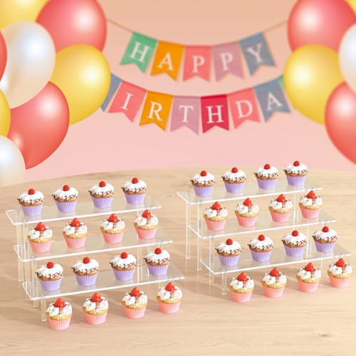 3 Tier Acrylic Display Risers, Large Perfume Organizer Stand (2 Pack)