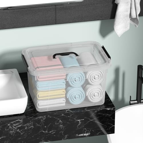 18 Quart Plastic Latch Bins, Clear Storage Boxes with Lids, 6 Packs - size: 18 Quart