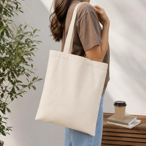 Cotton Canvas Tote Bags 15"x16" - Bulk Packs (15, 25, 50, 150, 200 Count) for DIY, Events & Branding