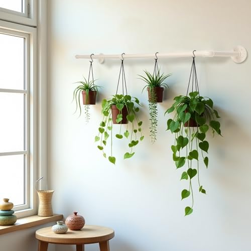 54" White Wall Mounted Clothes Rack, Industrial Pipe Iron Garment Bar, Heavy-Duty Detachable Clothing Rod, Multi-Purpose Metal Wall Display Hanging Pole for Closet Storage, Laundry Room 2 Base - size: 54" 1 Pcs, White