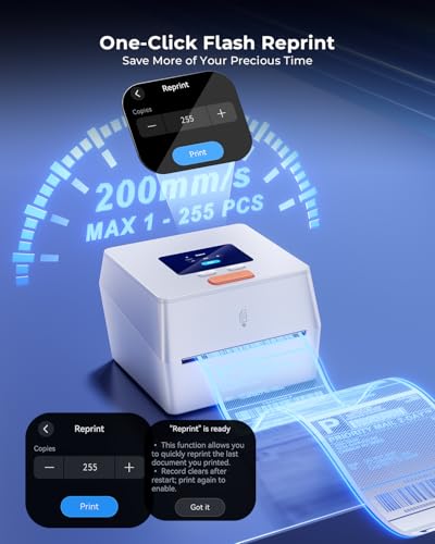 Phomemo Thermal Label Printer with Touchable Screen, 4x6 Bluetooth Shipping Label Printer with Built-in Label Holder, D420D White Thermal Printers for Small Business, Compatible with USPS, Tiktok - color: White