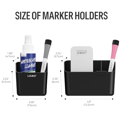 loukin Magnetic & Adhesive Marker Holder with Divider, 1 Small + 1 Mini - color: Black