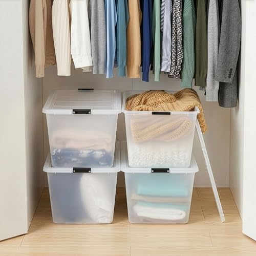 IRIS USA 4-Pack 55 Quart Clip Box with Latching Lid - size: 55 Qt, style: 4 Pack
