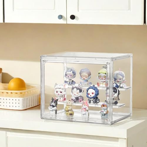 Acrylic Display Case for Collectibles, 3 Tier Figure Display Box 4 Pack - size: S-4pcs