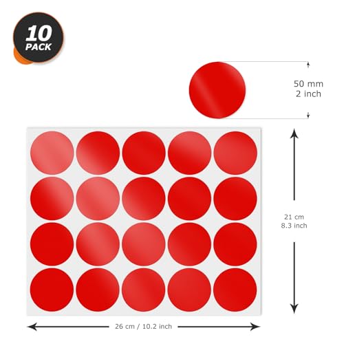 Red Round Stickers 2 Inch Waterproof Vinyl Coding Labels 200 PCS - color: Red