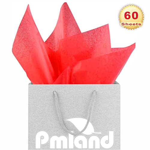 PMLAND Gift Wrapping Tissue Paper - Red Color - 20 Inches x 26 Inches 60 Sheets - color: Red