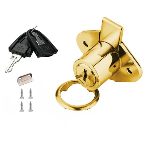 XIEHE 801 Office Furniture Desk Drawer Lock Cabinet Door Locker with Keys 7/8 in. Outside Diameter (1 Pack, Gold Plated, keyed different1) - color: Gold, 1PACK, size: 801 Keyed Different