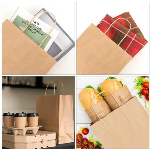 XPCARE Brown Paper Bags with Handles, 100Pcs 8x4.5x10In Kraft Paper Bag - color: Brown