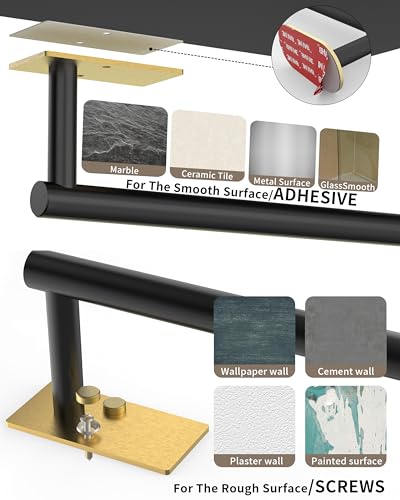 Paper Towel Holder Under Cabinet Self Adhesive Black & Gold - color: Black&gold, size: Standard Holder