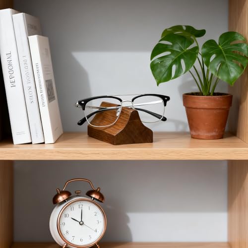 lotoo 2 Pcs Glasses Stand, Wood Eyeglasses Holder for Desk , Sunglasses Display Case for Home, Office, Desk, Countertop, Nightstand