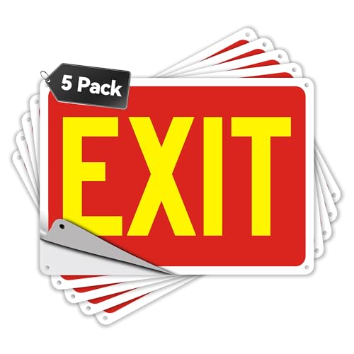 5 Pack Exit Signs, Exit Sign Stickers for Door and Wall Mount - High Visibility Safety Sign, Premium Self-Adhesive Vinyl Easy to Install (Yellow) - color: Exit Sign Yellow