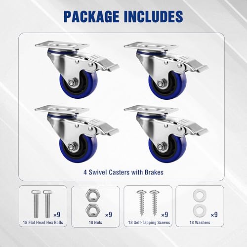 WORKPRO 3" Caster Wheels, 1760 LBS Heavy Duty Swivel Casters, Set of 4 - style: 3 Inch