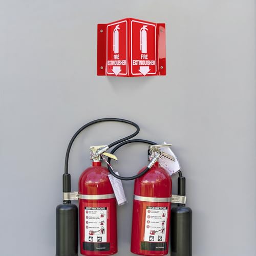 T&R Fire Extinguisher Sign, Fire Extinguisher with Down Arrow - 4 Pack - 8 x 6 Inches Acrylic, 4 pre-drilled holes, Includes Matching Screws, Use for Home Office/Business - color: V - 4 Pack