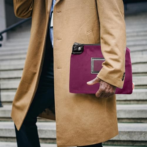 Locking Canvas Cash Bag, Burgundy, 9 x 12 Inch - color: Burgundy