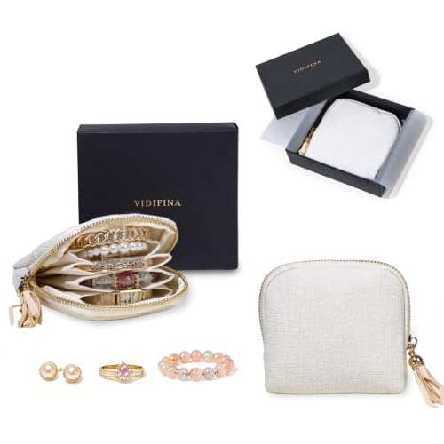 Travel Jewelry Case, Velvet Pouch Bags with Zipper, White - color: 1-White