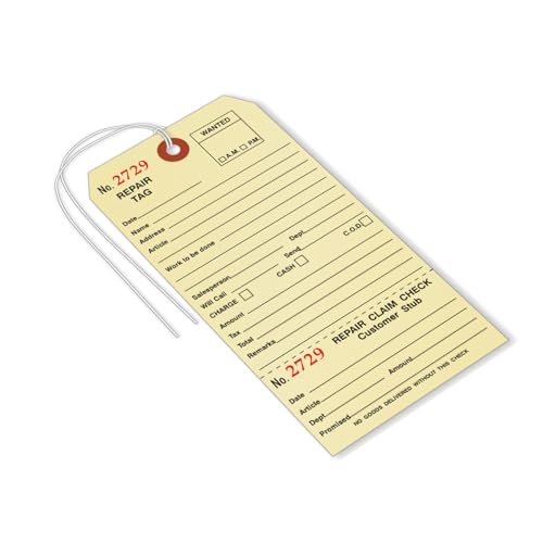 SmartSign Pack of 500 Sequentially Numbered Repair Tags with Attached String | 3.125" x 6.25" Manila Cardstock