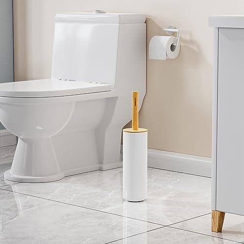 SUBEKYU Toilet Brush, Toilet Bowl Brush and Holder Set, Bathroom Toilet Bowl Cleaner Scrub Brush Set Scrubber for Deep Cleaning, White - color: White 1p