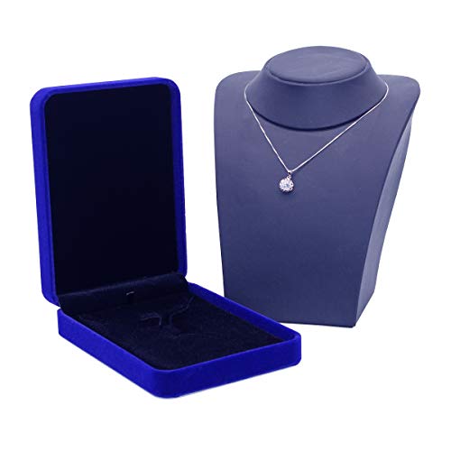 Wedding Jewelry Sets Velvet Box Necklace Earring Ring Display Case Storage Holder (Vertical Opening Royal Blue) - color: Vertical Opening Royal Blue