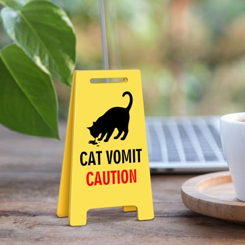 Funny Cat Vomit Caution Acrylic Sign Do Not Disturb Mini Sign Funny Cute Gag Office Desk Accessories Decor Decorations Gifts for Work Women Cat Lovers - style: CAT VOMIT