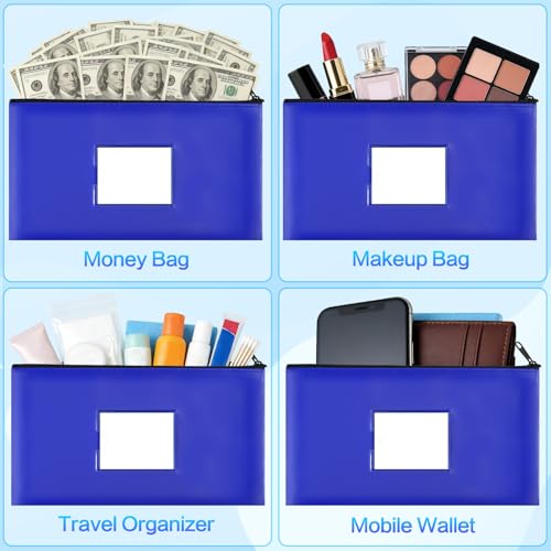 Jeffbaubl 10 Pack Money Bags with Zipper, Bank Deposit Bags, Blue