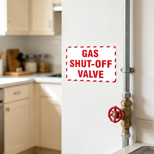 Gas Shut Off Valve Sign, 9.8X6.7IN Notice Gas Shut Off Warning Sticker - color: Gas Shut Off Valve 507