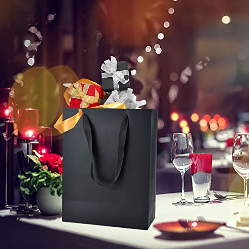 HUAPRINT Black Medium Gift Bags with Handles, 30 Pack, 10x5x13 IN - color: Black10513