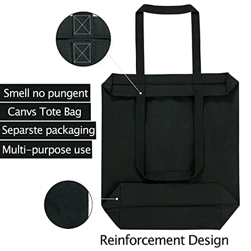 CVNDKN Canvas Tote Bags 2 Pcs Multi-Purpose Reusable Blank Bags Use For Grocery,Shopping,DIY Gift Bags - color: Black