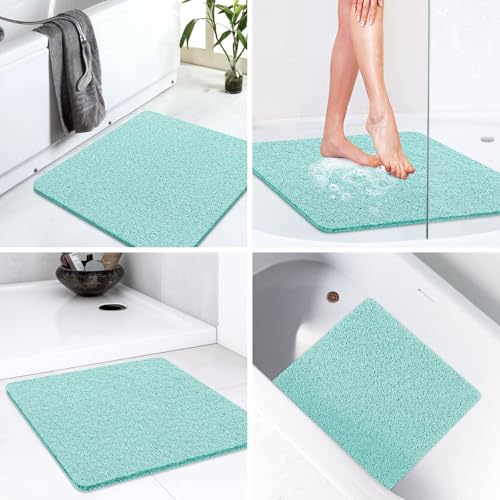 LuxStep Shower Mat Bathtub Mat Non-Slip Bath Mat with Drain, Quick Drying - color: Green, size: 24" x 24"