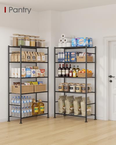 Sakugi 5-Tier Storage Shelves 33.1" x12.6" x73.5" Black with Wheels - color: Black, size: 33.1W x 12.6D x 73.5H(5T)