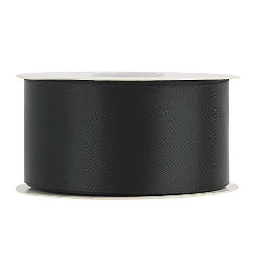 HUIHUANG Black Double-Faced Satin Ribbon 2 inch Continuous 25 Yards - color: Black, size: 2 inch
