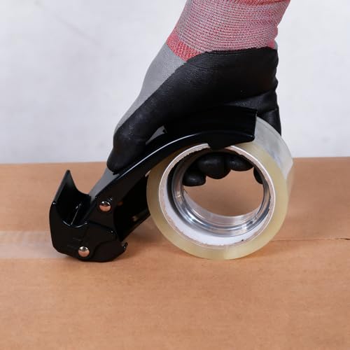 【Upgraded】 PROSUN Blade Safety Cover 2 Inch Professional Packing Tape Dispenser Packaging Metal Handheld Tape Gun Sealing Cutter with Extra Blade Green
