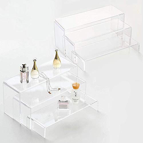 ANDGOO Display Risers, 6 Pcs(7.9”L-8.3”L-8.7”L) Rectangular Clear Acrylic Showcase Collectibles Display Stands Suitable for Retail Shoe Showcase Jewelry Funko Pop Figures - color: Clear, size: 6Pcs (7.9”L~8.3”L~8.7”L)