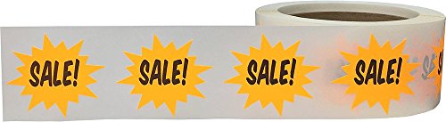 Burst Sale Stickers Fluorescent Orange Starburst Design, 2 Inches, 500 Total Labels