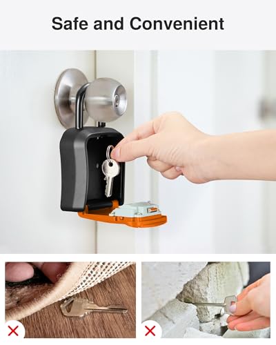 Puroma Key Lock Box Outdoor 4 Digit Code Combination Lockbox House 1 Orange - color: Orange