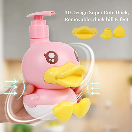 Pink Duck Cute Soap Dispenser for Kids Gift - color: Pink
