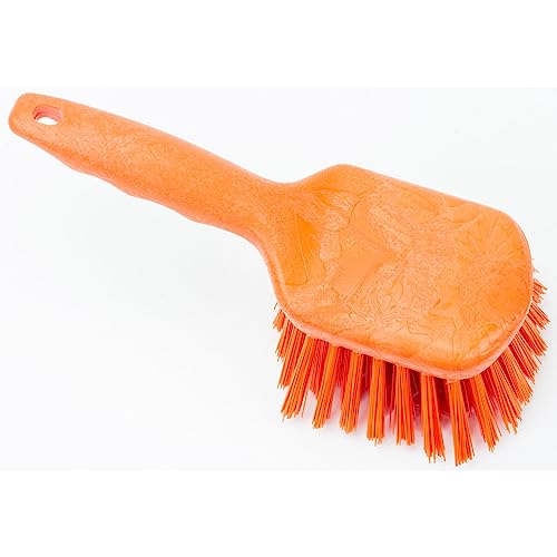 SPARTA 40541EC24 Plastic Scrub Brush, Utility Brush, Kitchen Brush With Hanging Hole For Cleaning, 8 Inches, Orange - color: Orange