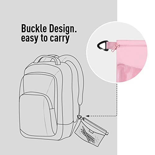 pack all 3 Pcs Water-Resistant Zipper Pouch, Mesh Zipper Bag - color: Pink, size: Set