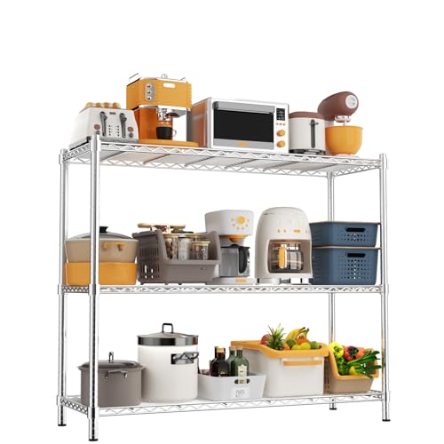 ROOMTEC 3-Tier Wire Shelving Unit,48" W*20" D*47" H,Max Load 1200 lbs - color: Chrome, size: 3-Tier 48"W x 20"D x 47"H