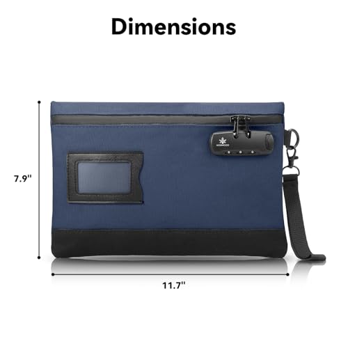 KOSMCCO Money Bag with Lock, 11.8 x 7.9 Inches Durable Canvas Cash Pouch Bank Bag for Cash, Passports, Notary Supplies, Medicine, Valuable Storage, Steel Blue - color: Steel Blue
