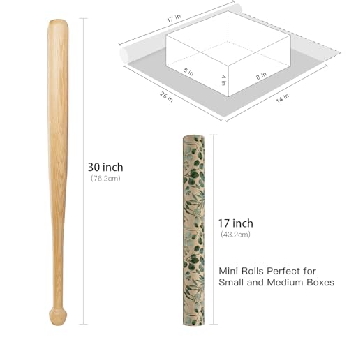 RUSPEPA Wedding Wrapping Paper, 17 in x 16.4 ft, Mini Roll, Eucalyptus Leaf Gift Wrap Paper, Green Flower Kraft Wrapping Paper for Women, Spring, Summer and Birthday - color: Eucalyptus Leaf, size: 17 in X 16.4 Ft