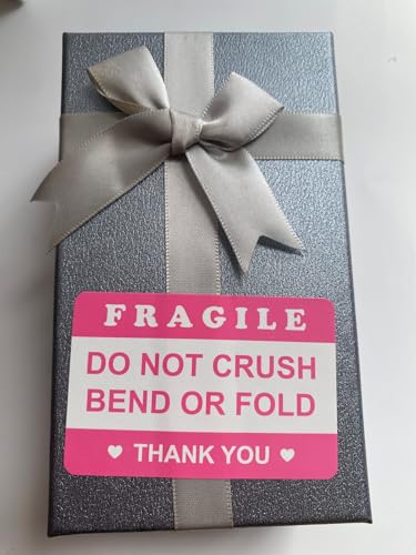 2"x3" 100PCS Pink Fragile Do Not Crush Bend or Fold Stickers for Shipping