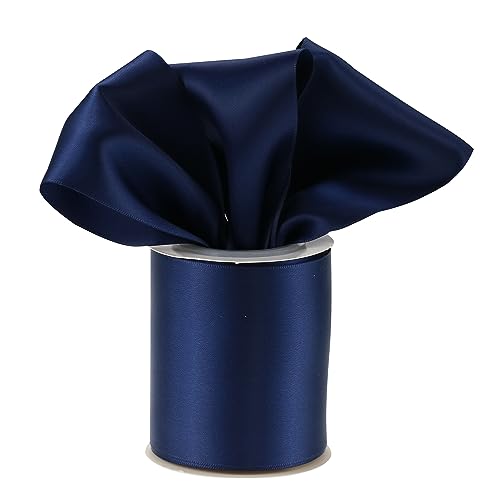 Navy Blue Double-Faced Satin Ribbon, 3 Inch x 10 Yards - color: Navy