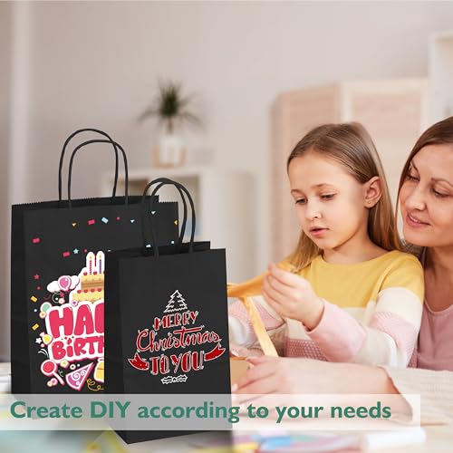 Tlpmsk 100 Pack Black Paper Bags with Handles,10x5x13 Inch Large Gift Bags - color: 100Pack-Black-10x5x13 In