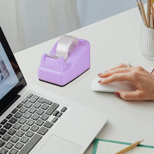 Desktop Tape Dispenser with Weighted Nonskid Base,Includes 6 Rolls of Tape - color: Purple (6pcs Tape)