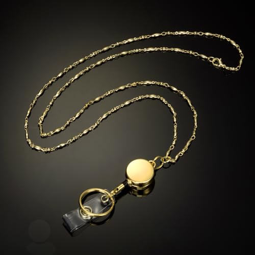 Zonon Badge Lanyard Retractable with 3 ID Holders, Gold, 35 Inches - color: Gold, size: 35 inches