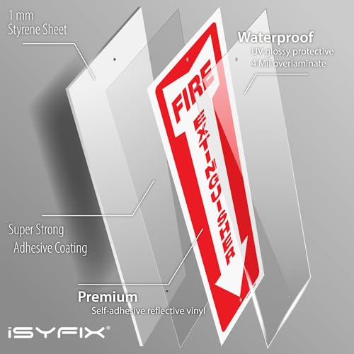 iSYFIX Fire Extinguisher Reflective Signs, 4x12 Inch, 10 Pack - color: PLASTIC REFECTIVE