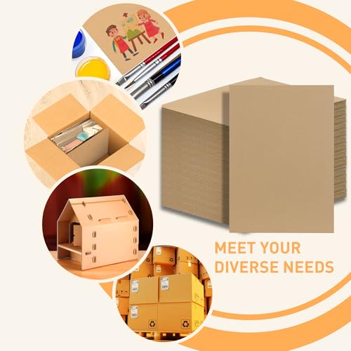 FARRAY 100 Pack 4x6 Inch Corrugated Cardboard Sheets, 1.8mm Thick Brown Kraft Cardboard Backing, Bulk Flat Cardboard Inserts Filler Pads for Packing, Shipping, Mailers, Crafts - size: 4" x 6"
